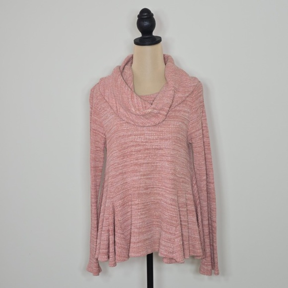 Anthropologie Postmark Cowl Neck Textured Pullover Sweater Coral/Clay Size Small